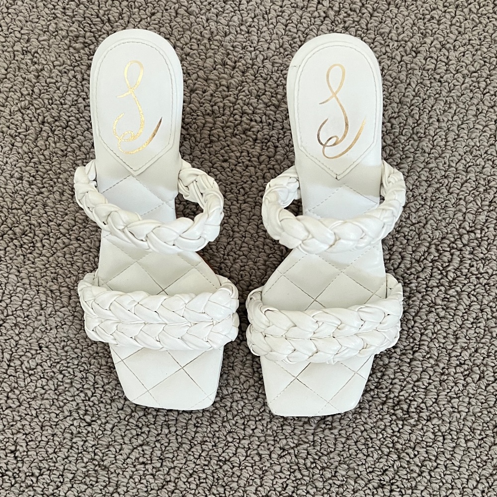 Sam Edelman white quilted heels